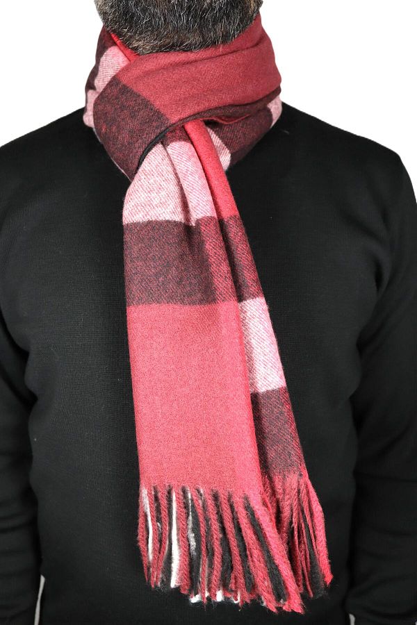 Farden Tekstil UNISEX BURBERRY CASHMERE SCARF SHAL Claret Red Trendyol