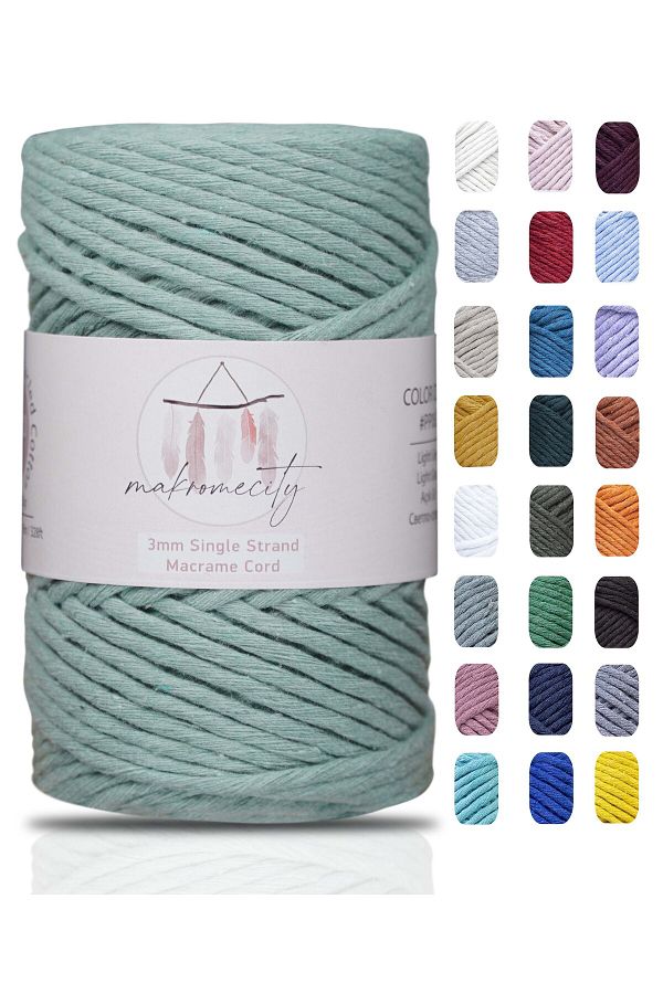 Makromecity-Scalloped Macrame Thread 3mm Scalloped Cotton Macrame Thread Macrame Thread Green 1