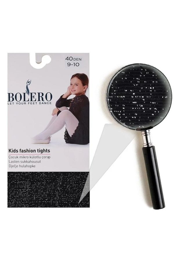 Bolero-Girl's Glittery Black Pantyhose 1