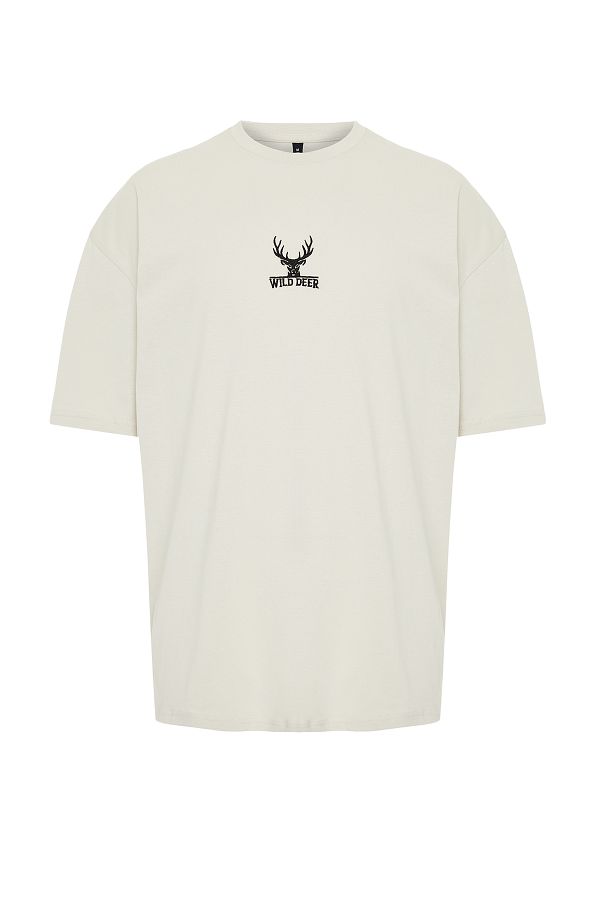 オーバーサイズ 韓国 人気 [TUOMIO] DEER BADGE T-SHIRT Tiger T Shirt Japanese Tokyo Back Print Men's Clothing Gang