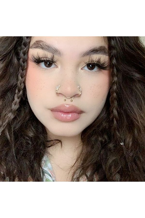 Heppii Gold Color 316 L Stainless Steel Fake Piercing Compression Labret Piercing No Hole Required Trendyol