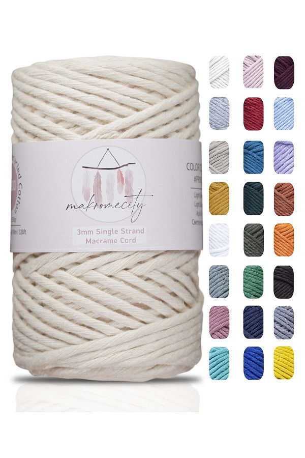 Makromecity-Scalloped Macrame Thread 3mm Scalloped Cotton Macrame Thread Macrame Thread Ecru 1