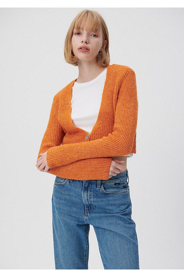 Mavi Orange Cardigan Fitted Close fitting Cut 1710323 71414 Trendyol