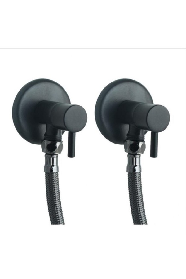 İSAOĞLU YAPI-Black Bidet Faucets Set Including Black Hoses 2 Pieces Set Bidet Faucet 1