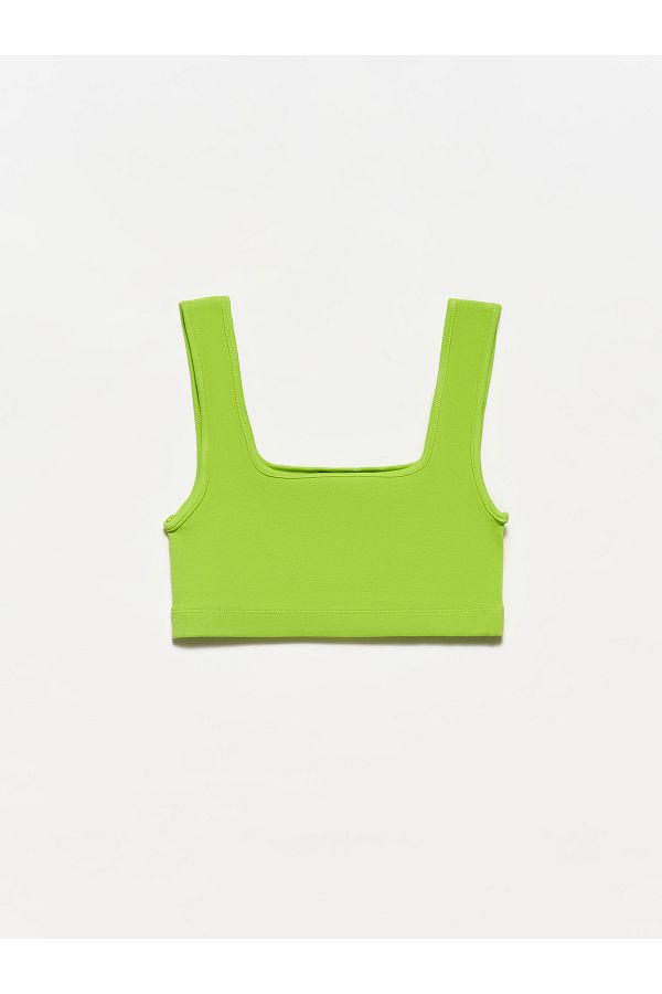 Dilvin-20167 Crop Top-lime 1