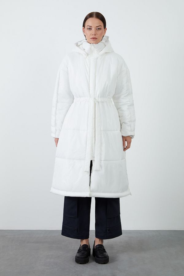 Manimani-Ecru Long Puffer Coat 1