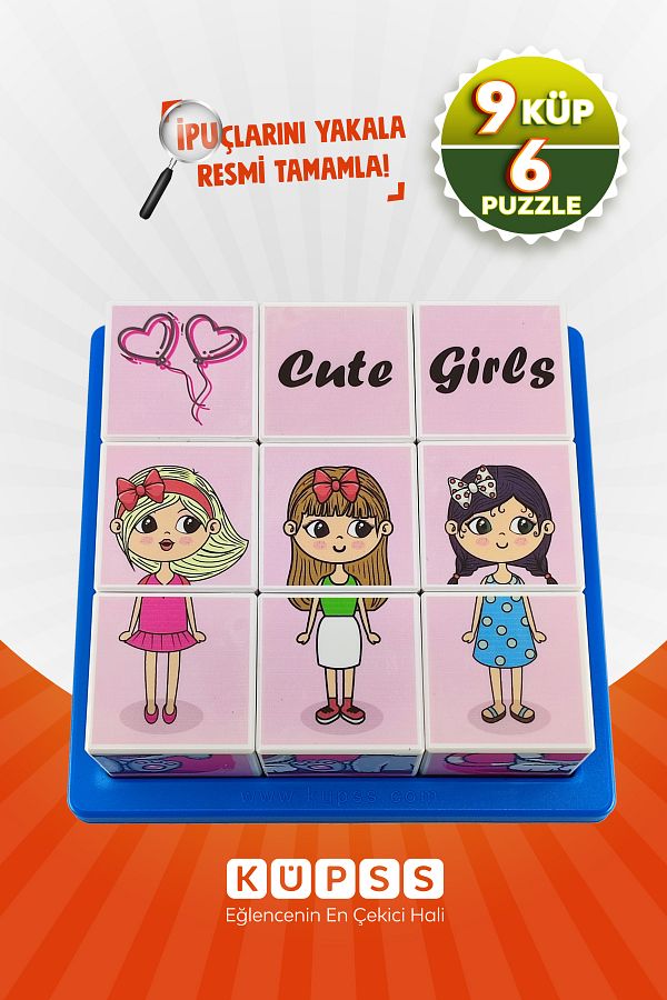 KÜPSS-Princess - Cat 6 Different Cute 3D Cube Puzzle 9 Cube 6 Jigsaw Puzzle Age 3 4 5 6 Intelligence Developer Toys 1