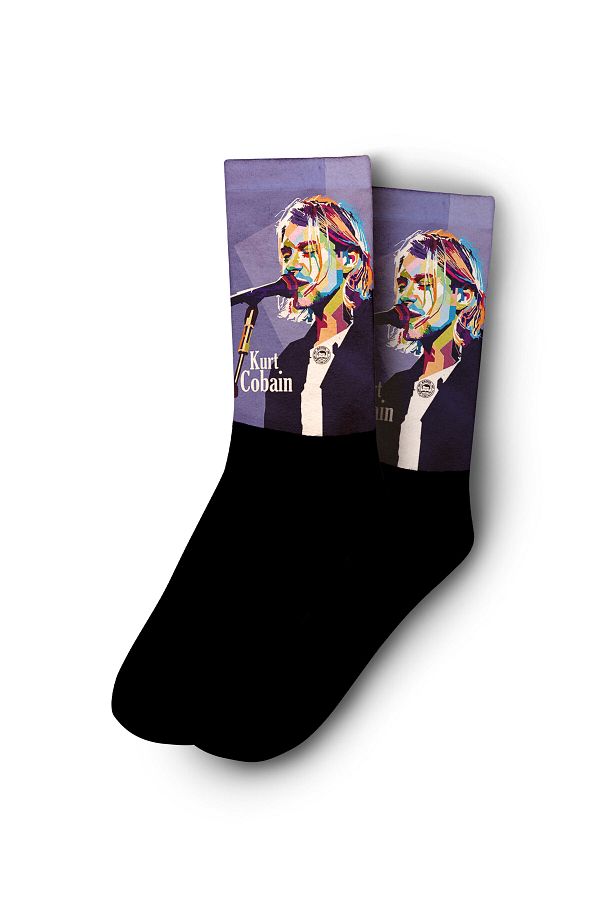 Apollo Socks-Kurt Cobain - Nirvana Colorful Drawing Socks - Unisex 1