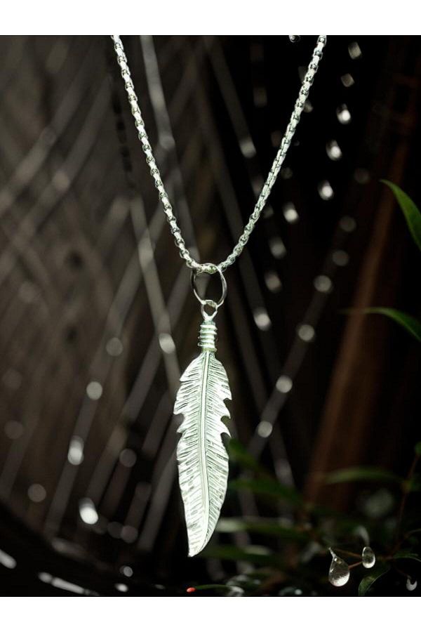 whocares Unisex Necklace with Chain Noble Feather Symbol Quality and Stylish Silver Color Trendyol