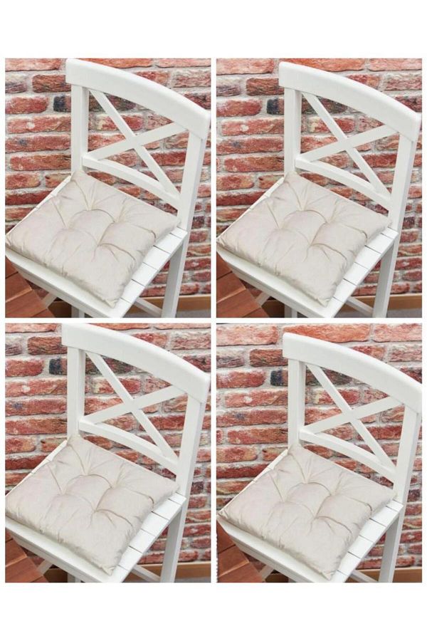 ERCANLI-Classic Model Beige Color Puffy Chair Cushion 4 Pieces 40*40cm 1