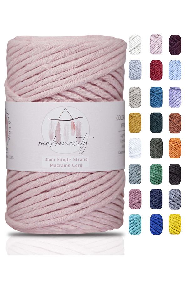Makromecity-Scalloped Macrame Thread 3mm Scalloped Cotton Macrame Thread Macrame Thread Baby Pink 1