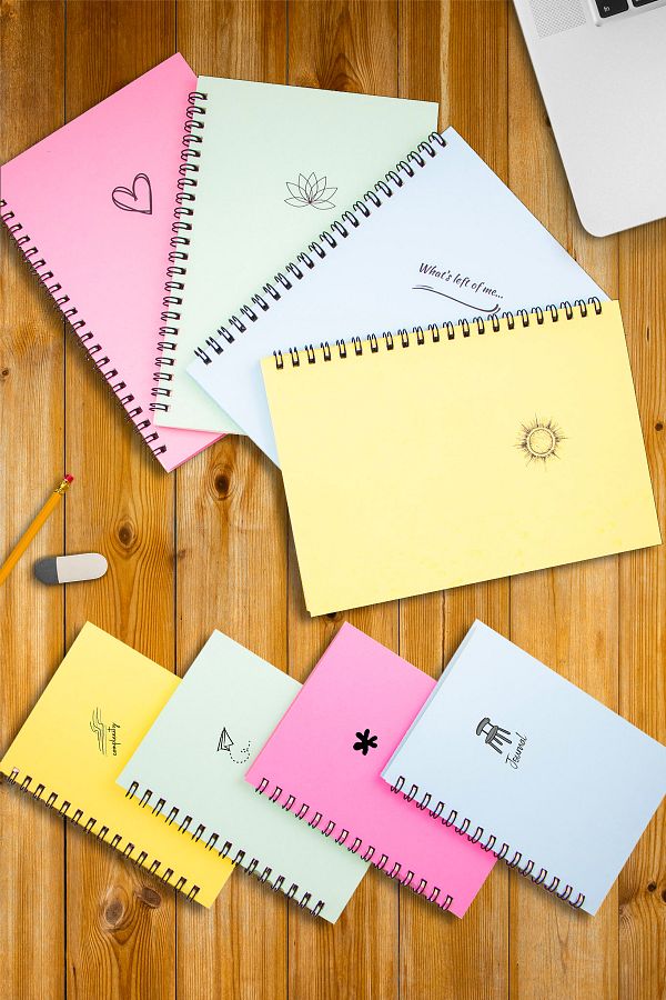 Four Kids-8-Piece Notebook Set 4 Lined 4 Unlined Notebook 4 Color Cardboard Cover Spiral Notebook Notebook 1