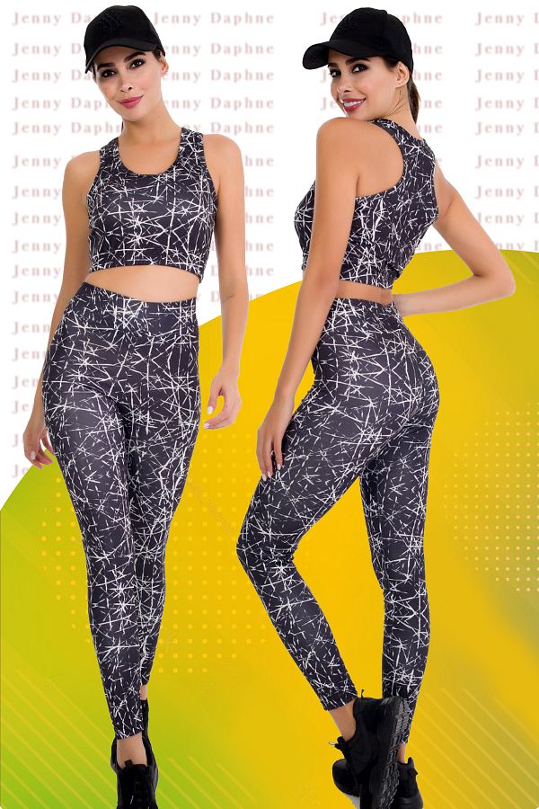 Jenny Daphne-Sports Fitness Long Leggings and Crop Set 3038 1