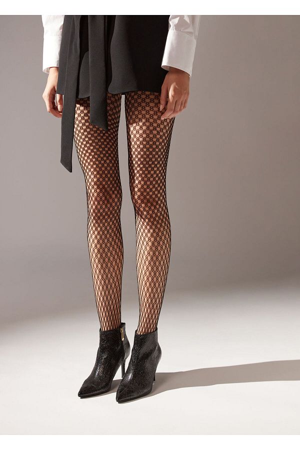 Calzedonia-Geometric Mesh Patterned Pantyhose Pattern Fishnet Tights 1