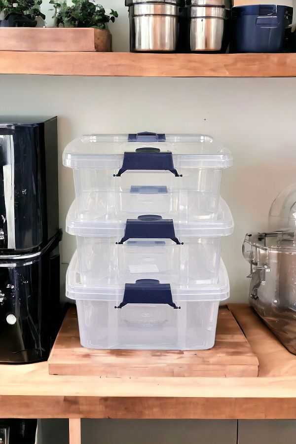 QUTU-Q-lear Box 3.5 L Locked Transparent Storage Box Set - 3 Pieces 1