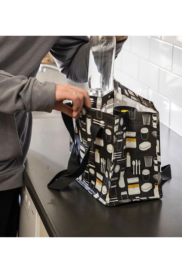 IKEA Patterned Lunch Bag Height 27 Cm Lunch Box with Ikea Handle Dark Gray Bag Trendyol