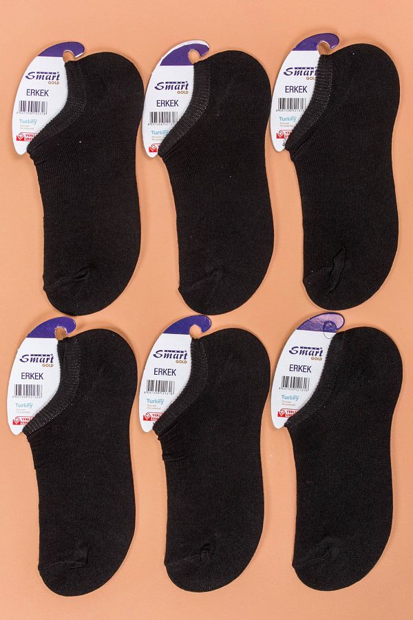 Line Smart-6-Piece Men's Cotton Summer Snekers Black Socks 1