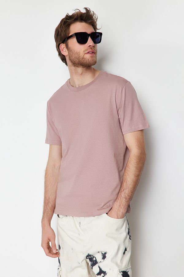 Trendyol Collection-Dried Rose Slim Fit Crew Neck Cotton T-Shirt - Tmnss19Bo0001 1