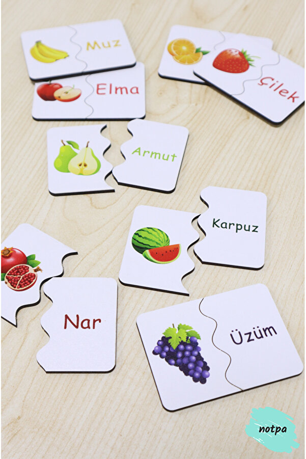 kutuTR Notpa Zeka Kartı 'Meyveler Öğreniyorum Seti' 16 parça (8 adet ikili)