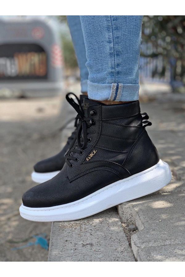 TREND High Sole Shoes Black Boots White Sole Trendyol