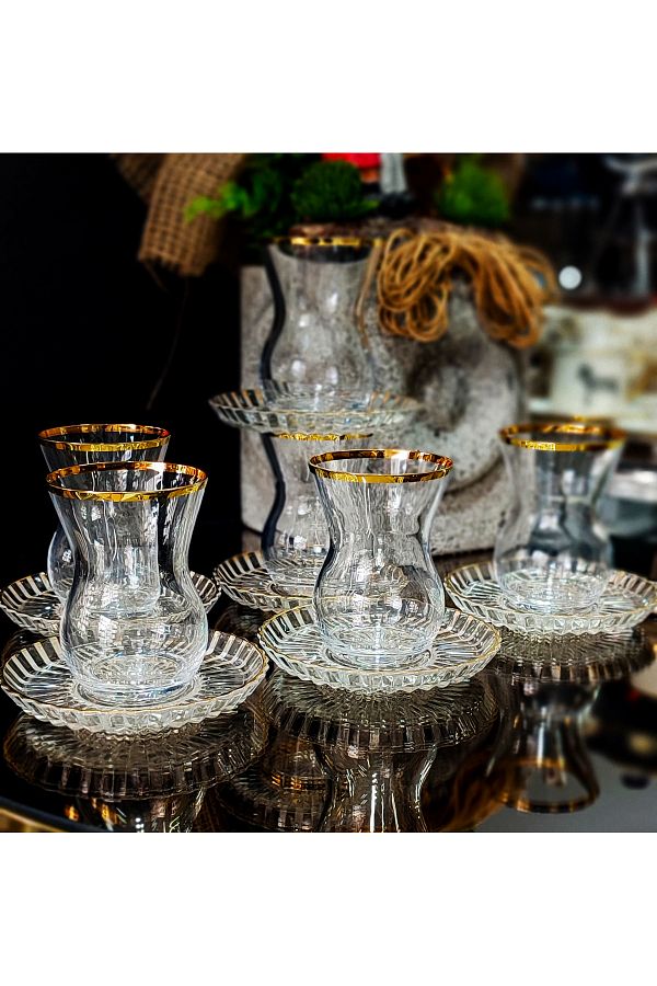 Pa abahce Crystal Crystalien Genuine Gold Gilt Gold Tea Set