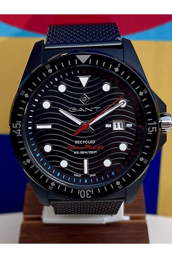 Gant G162004 Black Men s Wrist Watch with Series Numbers and Mesh Steel Cord Trendyol