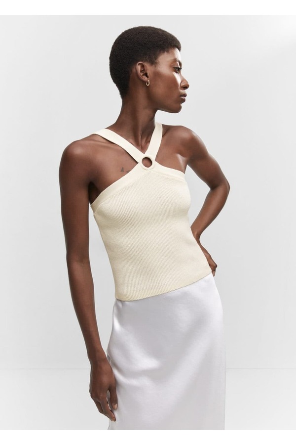 MANGO Woman-Ring Detailed Woven Blouse 1