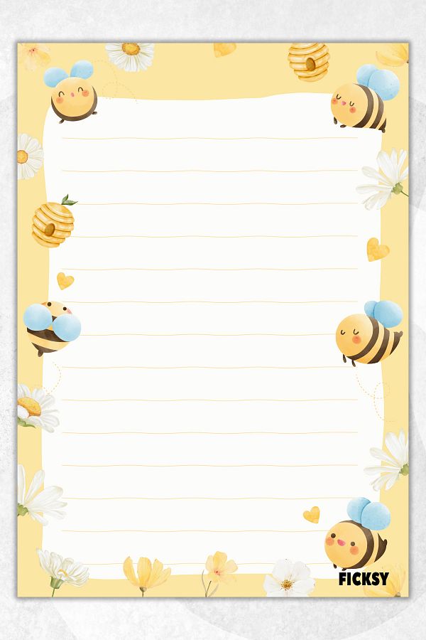 Ficksy-Cute Bee Note Paper - A5 Size - 50 Sheets - Notepad - Memopad - Memo Pad - To Do List 1