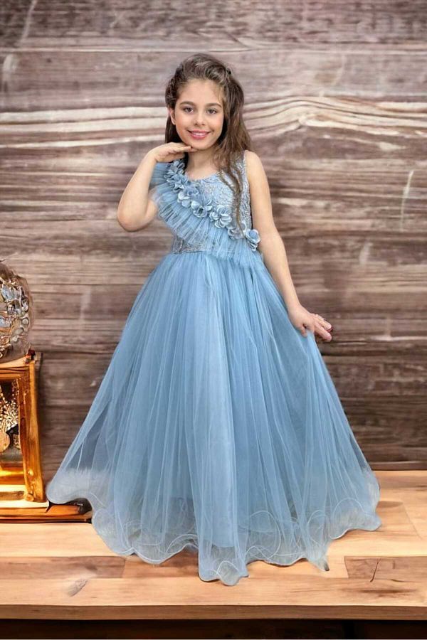 Bambi Kids Girls blue Lace Dress Unique design and elegance Trendyol
