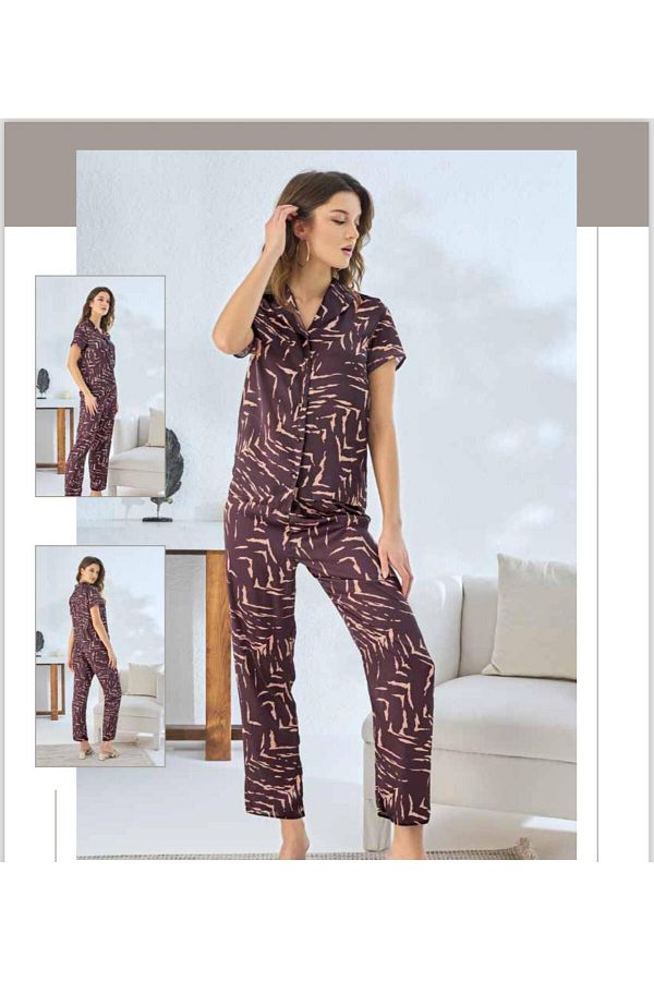 Sevim-14892 SATIN BUTTONED PAJAMAS SET 1