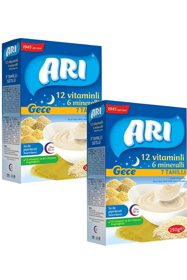 Arı Mama 12 Vitaminli 6 Mineralli Gece 7 Tahıllı Sütlü Pirinç Unu 2 x 250 g