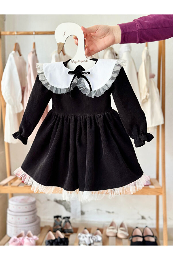 BİHAYALBİÇOCUK Siyah Kadife Elbise