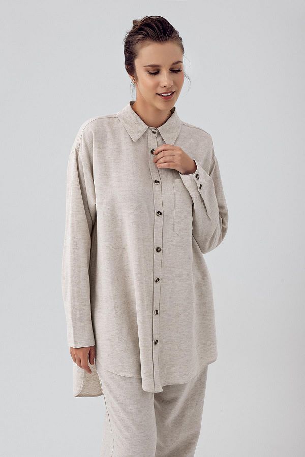 Artış-Cămașă oversize de in pentru femei Boyfriend 1