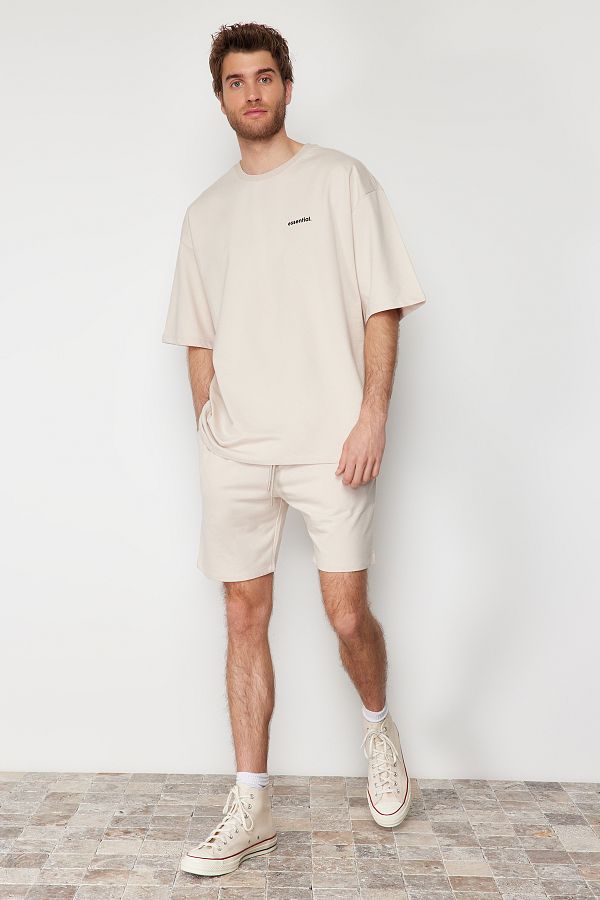 Trendyol Collection-Oversize nyomott kőből készült tréningruha szett - 100% pamut TMNSS24EM00003 1