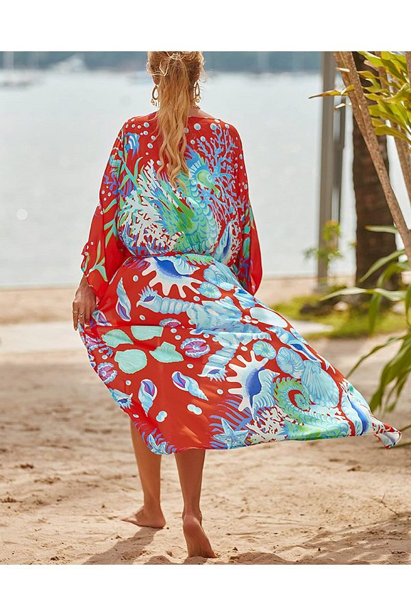 JDiction Women s Swimsuit Cover Up Kimono Long Beach Dress Floral Lace for Bikini Beachwear Trendyol