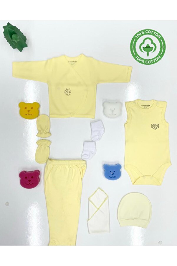 CEMRE BEBE Pamuklu Yeni Doğan 7'Li Kız Erkek Bebek Zıbın Takımı Hastane çıkış seti