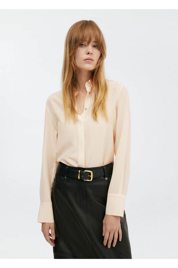 MANGO Woman-Hidden Button Silk Shorts 1