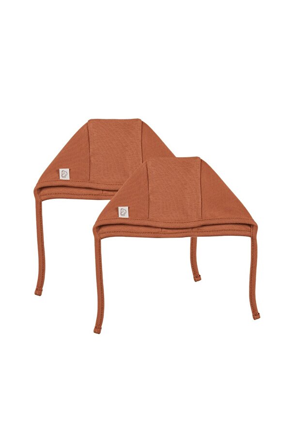 tinylamb Becky Organik Bebek Şapkası Kiremit Renk 2 Adet %100 Pamuk Bebek Beresi