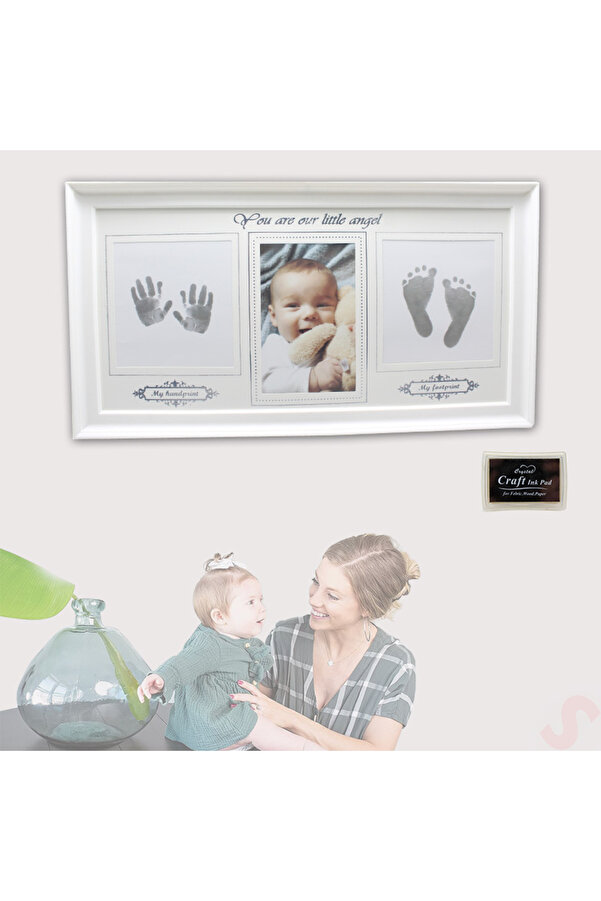 Süsle Baby Party Bebek El Ve Ayak Izli Resim Çerçevesi, 39cm X 21cm