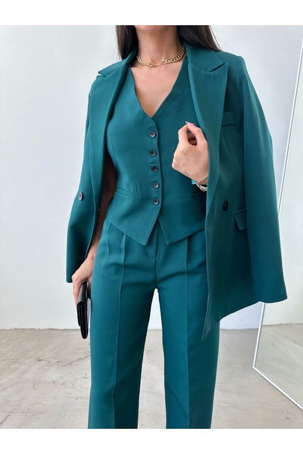 SONREİR-Jachetă - Vestă - Pantaloni largi Costum de damă din 3 piese 1