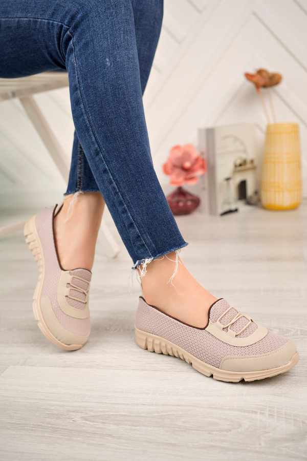 Nexs Women's Cream Laced Orthopedic Casual Sneakers