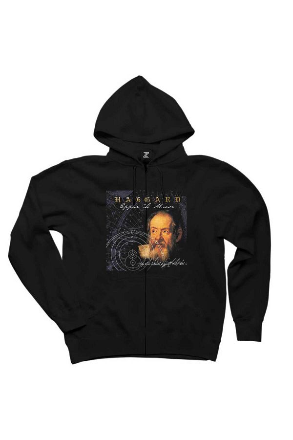 Z zepplin-Haggard Eppur Si Muove Black Zippered Hooded Sweatshirt 1