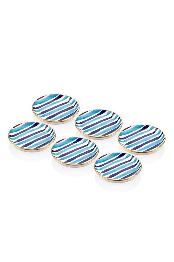 The Mia-Fez Stoneware 10cm 6-Piece Sauce Bowl, Treat and Tea Plate Blue Fez0005 1