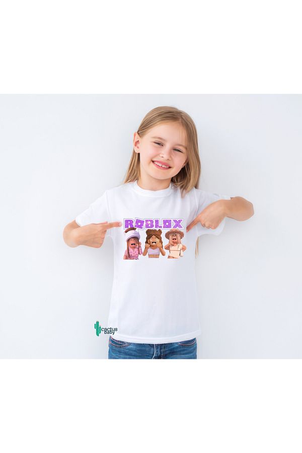 CACTUS COLLECTION-ROBLOX GIRL'S PRINTED KIDS SUMMER T-SHIRT 1