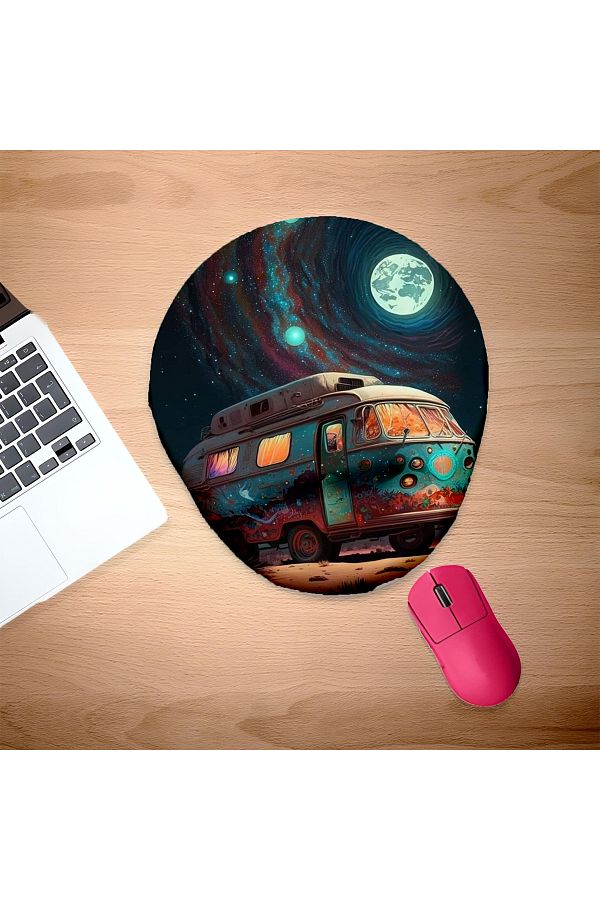 UcuruStore-Blue Minibus and Moon Oval Mouse Pad with Wrist Support 1