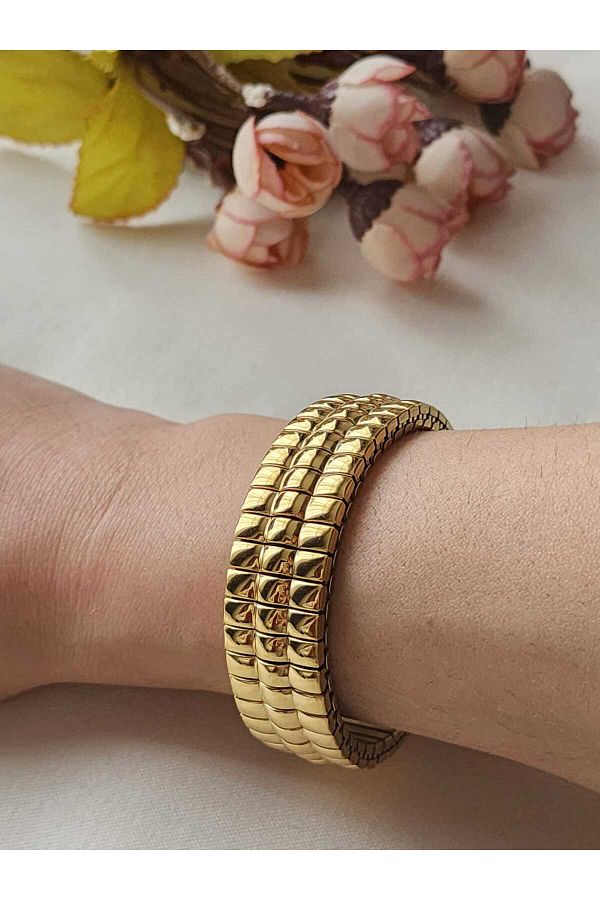 ZUL SCH Steel Wrist NOMINAL BRACELET FLEXIBLE GOLD Trendyol