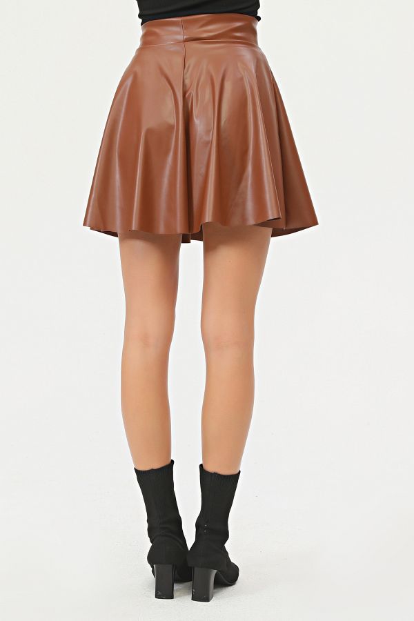 Womens tan faux leather skirt hotsell