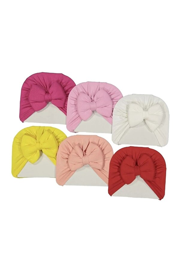 ENİA BABY Düz Renk Fiyonklu 6 Adet Bebek Bonesi