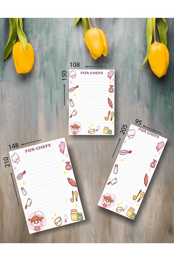 BULUT DİJİTAL-Set of 3/to Do List /for Chefs/ To Do List 1