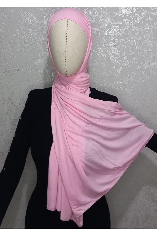 Soy mejor-128 Pink Hijab Combed Plain Shawl 1
